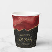 Gobelets En Papier Burgundy Red Gold Glitter Abstract Watercolor (Recto)