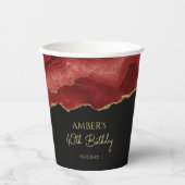 Gobelets En Papier Burgundy Red Gold Glitter Abstract Watercolor (Recto)