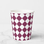 Gobelets En Papier Burgundy White Checker Diamond Pattern (Verso)