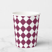 Gobelets En Papier Burgundy White Checker Diamond Pattern (Droite)