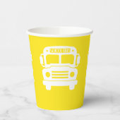 Gobelets En Papier Bus scolaire blanc sur Arrière - plan jaune (Gauche)