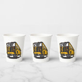 Gobelets En Papier Bus scolaire Retro Vintage Jaune