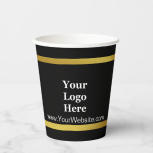 Gobelets En Papier Business Black Gold White Texte Votre Logo Ici 