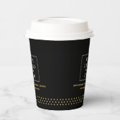 Gobelets En Papier Business Logo Branded Paper Cup Black Gold Dots (Gauche)