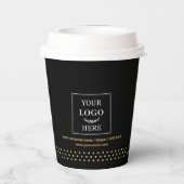 Gobelets En Papier Business Logo Branded Paper Cup Black Gold Dots (Verso)