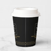 Gobelets En Papier Business Logo Branded Paper Cup Black Gold Dots (Droite)