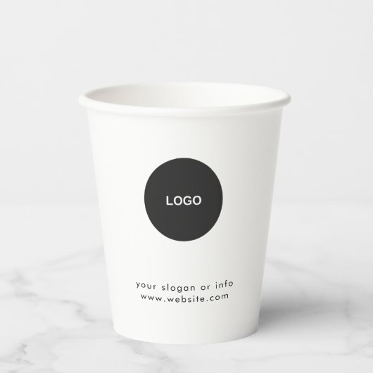 Gobelets En Papier Business Logo | Stylish Black Modern Professional (Recto)