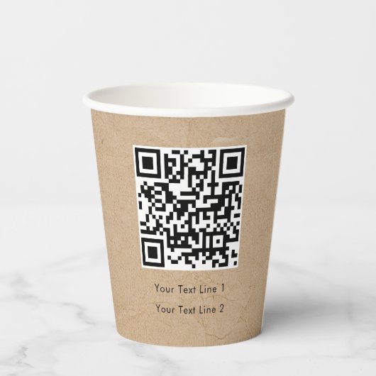 Gobelets En Papier Business QR Code Modern Professional Kraft Brown (Verso)
