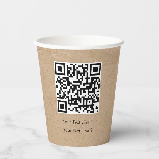Gobelets En Papier Business QR Code Modern Professional Kraft Brown (Recto)