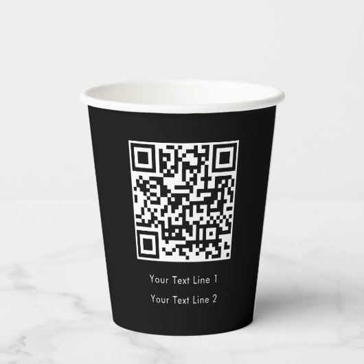 Gobelets En Papier Business QR Code Modern Professional Simple Noir (Verso)