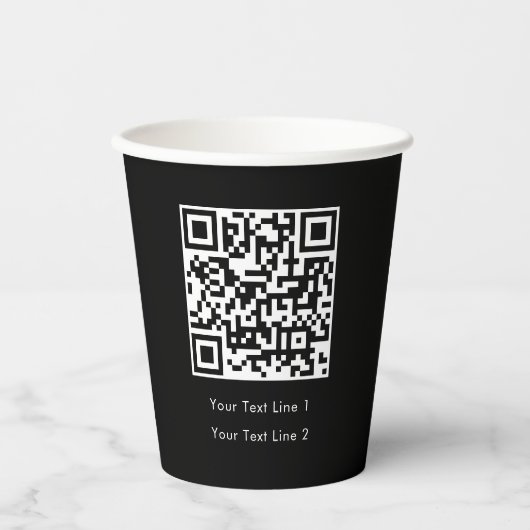 Gobelets En Papier Business QR Code Modern Professional Simple Noir (Recto)