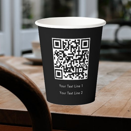 Gobelets En Papier Business QR Code Modern Professional Simple Noir