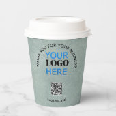 Gobelets En Papier Business Thanks Texture Look Téléphone Logo QR Cod (Recto)