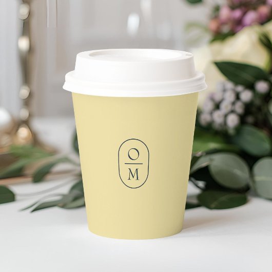 Gobelets En Papier Butter Yellow | Minimal Monogram Wedding
