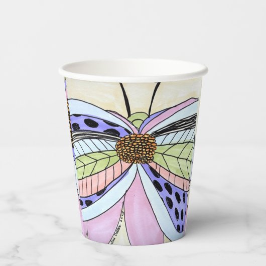 Gobelets En Papier Butterfly Flower Blank (Verso)