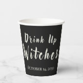 Gobelets En Papier Buvez tout sorcières Funny Halloween noir  (Recto)
