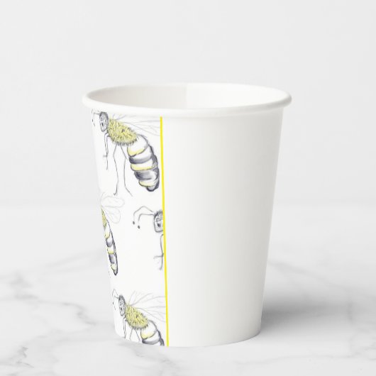 Gobelets En Papier Buzzing with Style – Bee Illustration cups (Gauche)