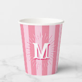 Gobelets En Papier Cabana Stripes in Pink Personalized (Verso)