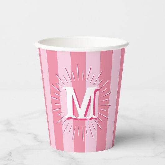 Gobelets En Papier Cabana Stripes in Pink Personalized (Recto)