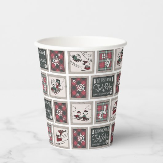 Gobelets En Papier cacahuètes | Ancien Motif de traîneau (Recto)