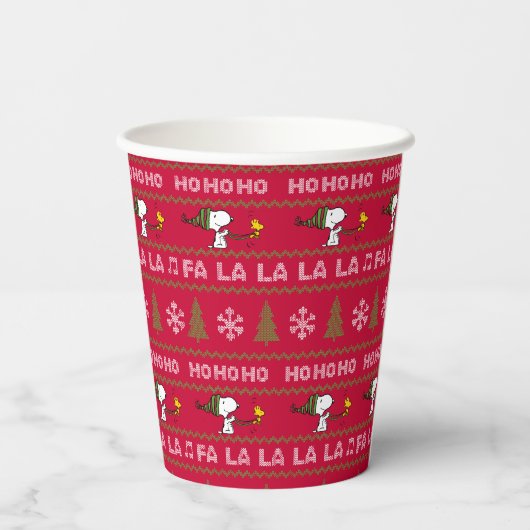 Gobelets En Papier cacahuètes | Chandail de Noël Snoopy & Woodstock (Verso)