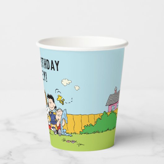 Gobelets En Papier cacahuètes | Charlie Brown et Gang Anniversaire (Verso)