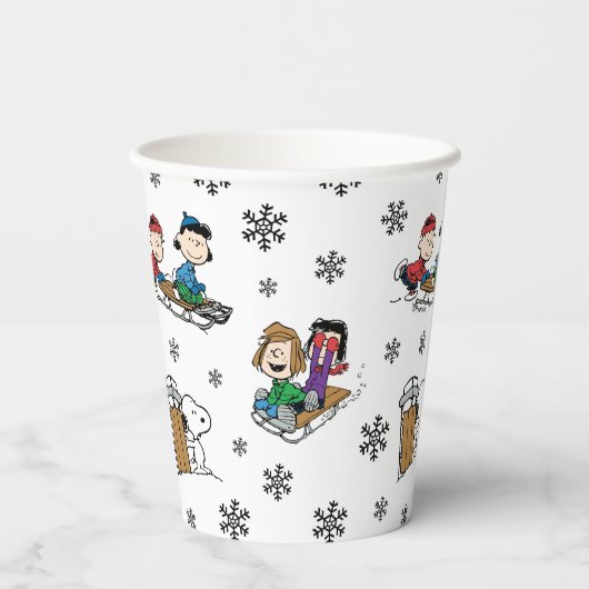 Gobelets En Papier cacahuètes | Hiver Sledding Fun Motif (Verso)