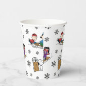 Gobelets En Papier cacahuètes | Hiver Sledding Fun Motif (Droite)