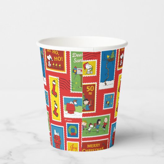 Gobelets En Papier cacahuètes | Motif des timbres de Noël (Droite)