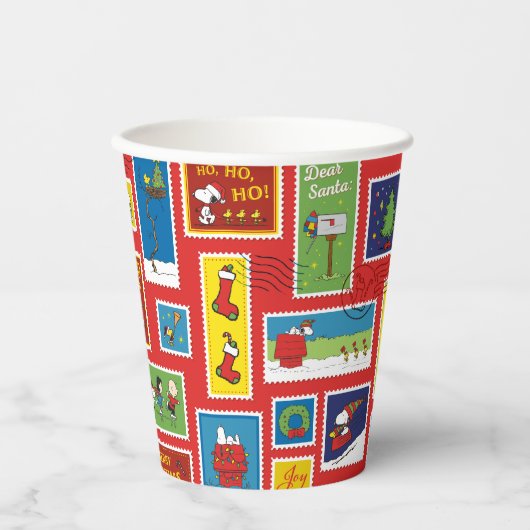 Gobelets En Papier cacahuètes | Motif des timbres de Noël (Recto)