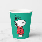 Gobelets En Papier cacahuètes | Snoopy Chat d'hiver et Casquette (Recto)