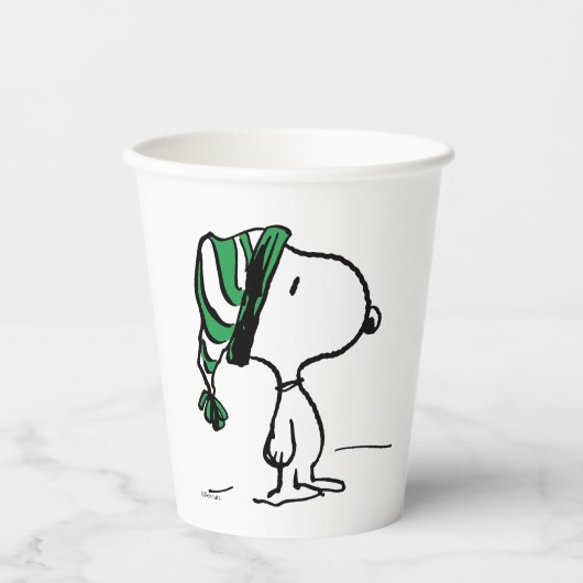 Gobelets En Papier cacahuètes | Snoopy Green Casquette de neige (Recto)