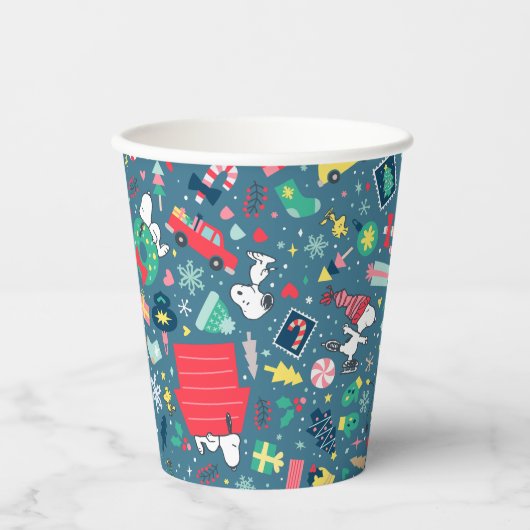 Gobelets En Papier cacahuètes | Snoopy Motif de vacances (Recto)