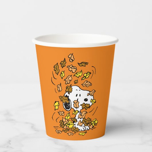 Gobelets En Papier cacahuètes | Snoopy Pile de Feuilles (Recto)