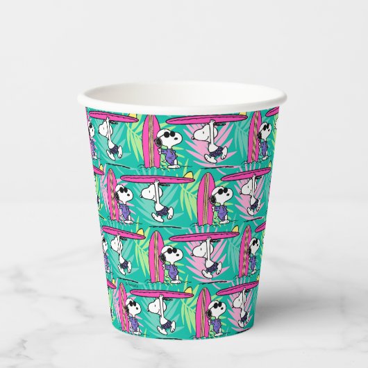 Gobelets En Papier cacahuètes | Snoopy Turquoise Surf Motif (Recto)