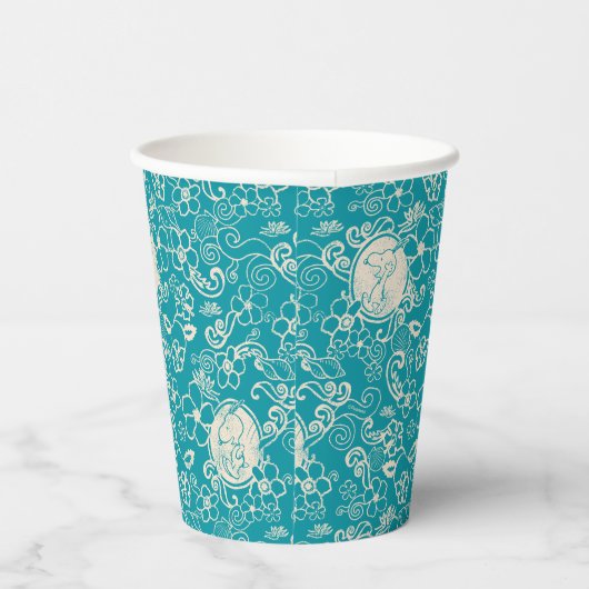 Gobelets En Papier cacahuètes | Snoopy Turquoise Tropical Beach Motif (Droite)