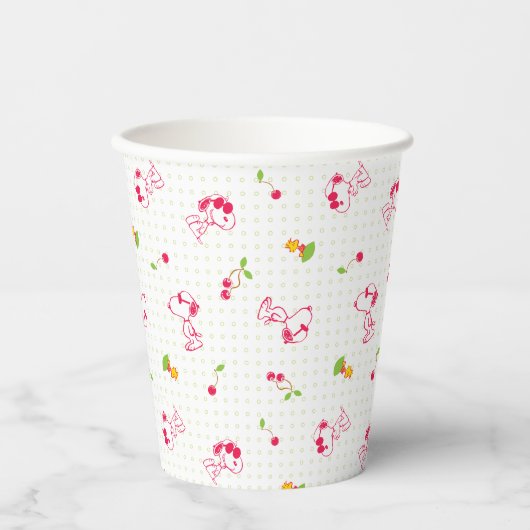 Gobelets En Papier cacahuètes | Snoopy & Woodstock Cherry Motif (Recto)