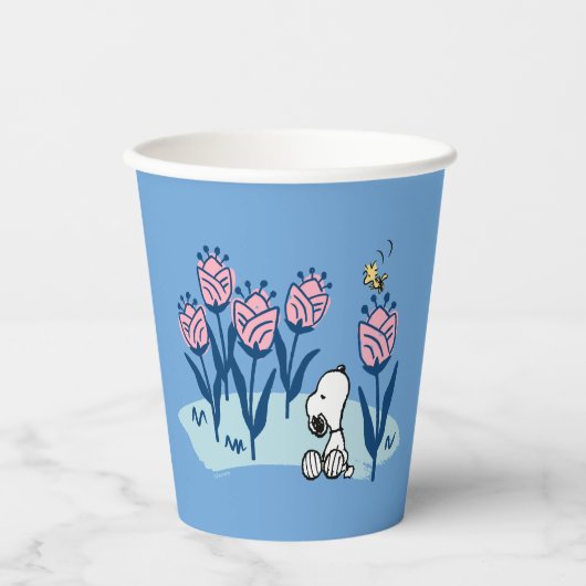Gobelets En Papier cacahuètes | Snoopy & Woodstock Flower Garden (Recto)