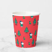 Gobelets En Papier cacahuètes | Snoopy & Woodstock Motif de Noël roug (Gauche)