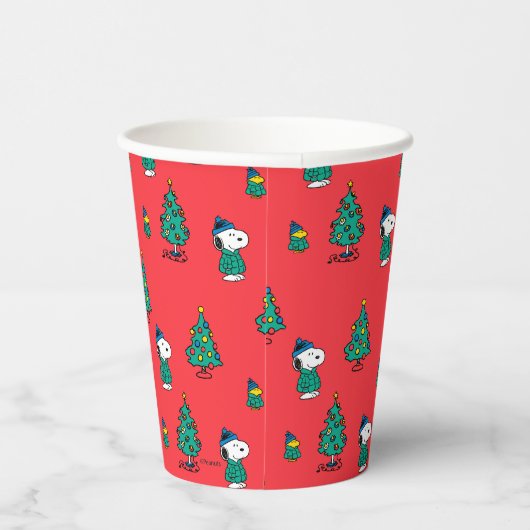 Gobelets En Papier cacahuètes | Snoopy & Woodstock Motif de Noël roug (Droite)