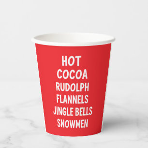 Gobelets En Papier Cacao Chaud Rudolph Flanelle Grelots Père Noël