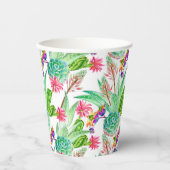 Gobelets En Papier Cactus aquarelle brillante et Motif succulent (Recto)