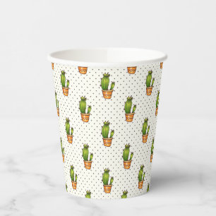 Gobelets En Papier Cactus et Motif de point de polk Succulent