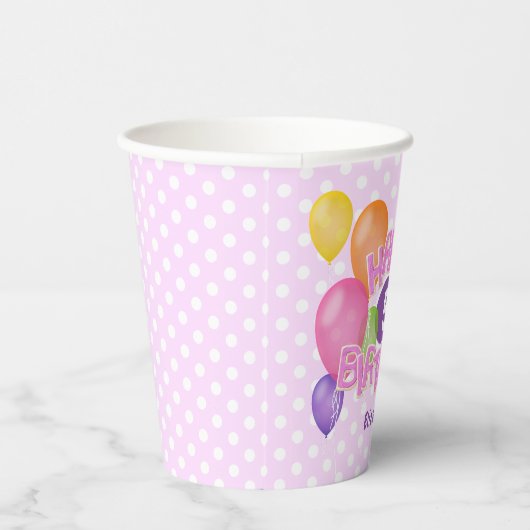 Gobelets En Papier cadeau d'anniversaire rose biscuits avec ballons (Droite)