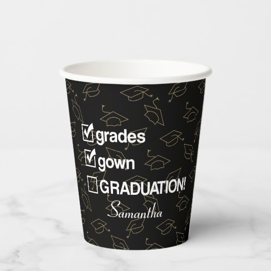 Gobelets En Papier Cadeau de graduation de nom personnalisé | Drôle G (Verso)