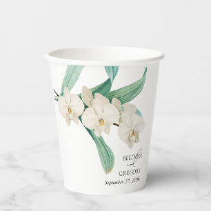 Gobelets En Papier Cadeau de mariage floral d'orchidées blanches à l'