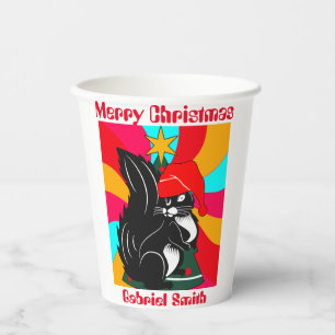Gobelets En Papier cadeau de noël d'écureuil, nom personnalisé