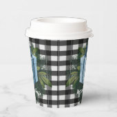 Gobelets En Papier Cadeau de Noël Plaid Buffalo | Bleu (Droite)