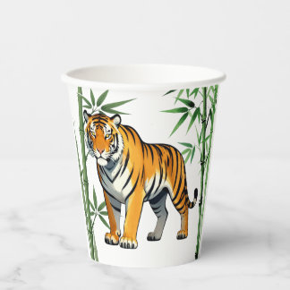 Gobelets En Papier Cadeau de tigre de dessin animé Tigre amateur Oran