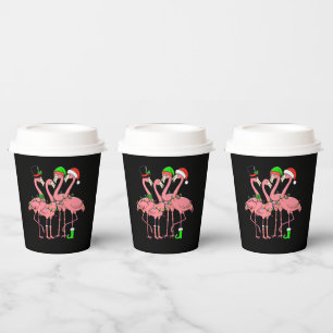 Gobelets En Papier Cadeau drôle de Noël de flamant rose pour amateur 